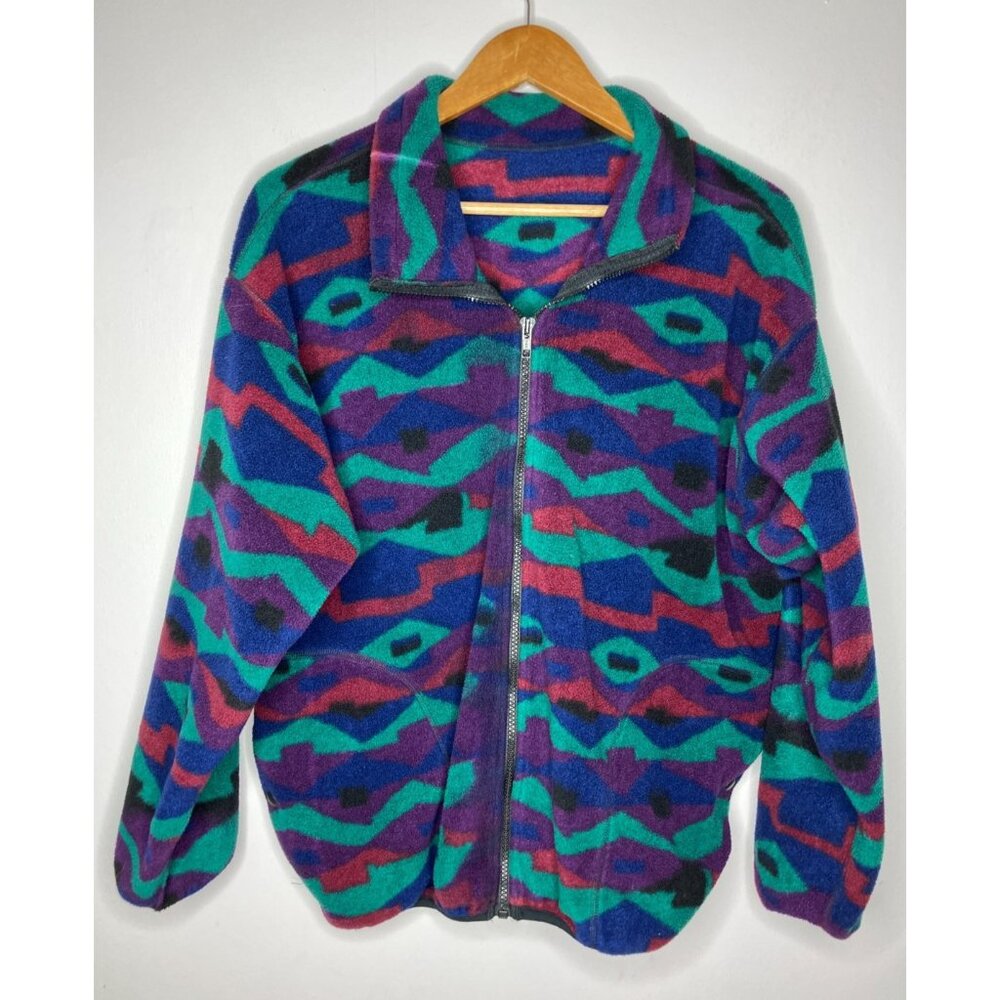 Vintage REI 90s Fleece Geometric Full Zip Men's Medium Sweater